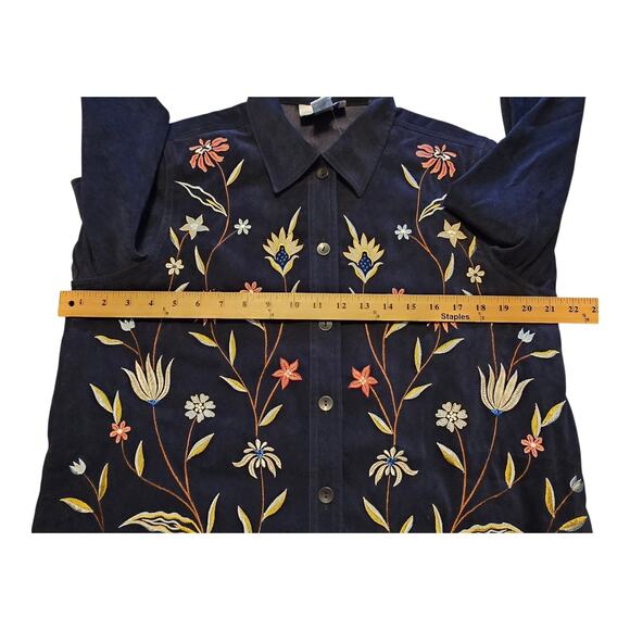 Susan Graver Embroidered Jacket Womens Small Blue Floral Boho Mature Capsule NWT - Picture 8 of 10